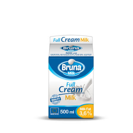 MILK BRUNA FULL CREAM 500ML / 6 *